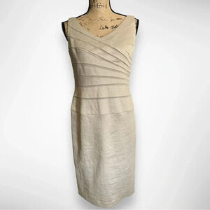 IGNITE EVENINGS BY CAROL LIN Champagne Sleevless Body‎ Con Dress Size 8 | EUC